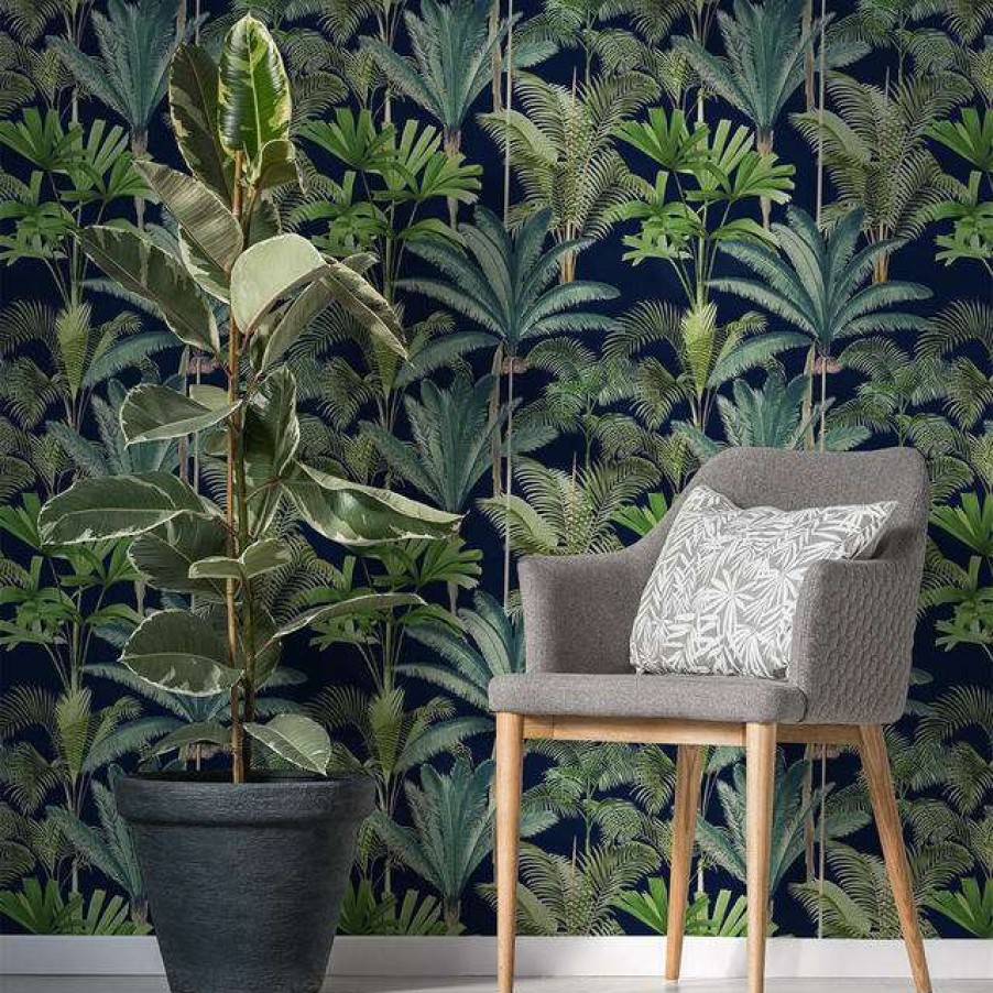 Open Air Life * | Palmeras Anthracite Feature Wallcovering Good Quality