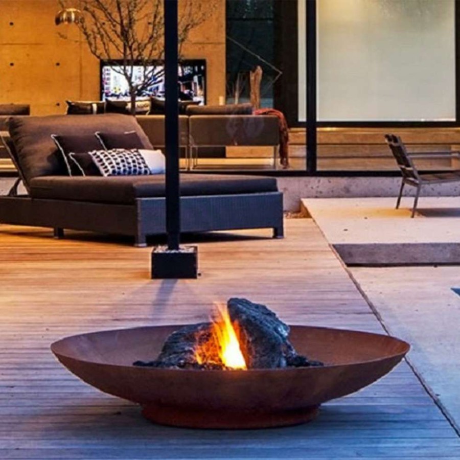 Open Air Life * | Large Corten Steel Garden Fire Bowls Best Sale