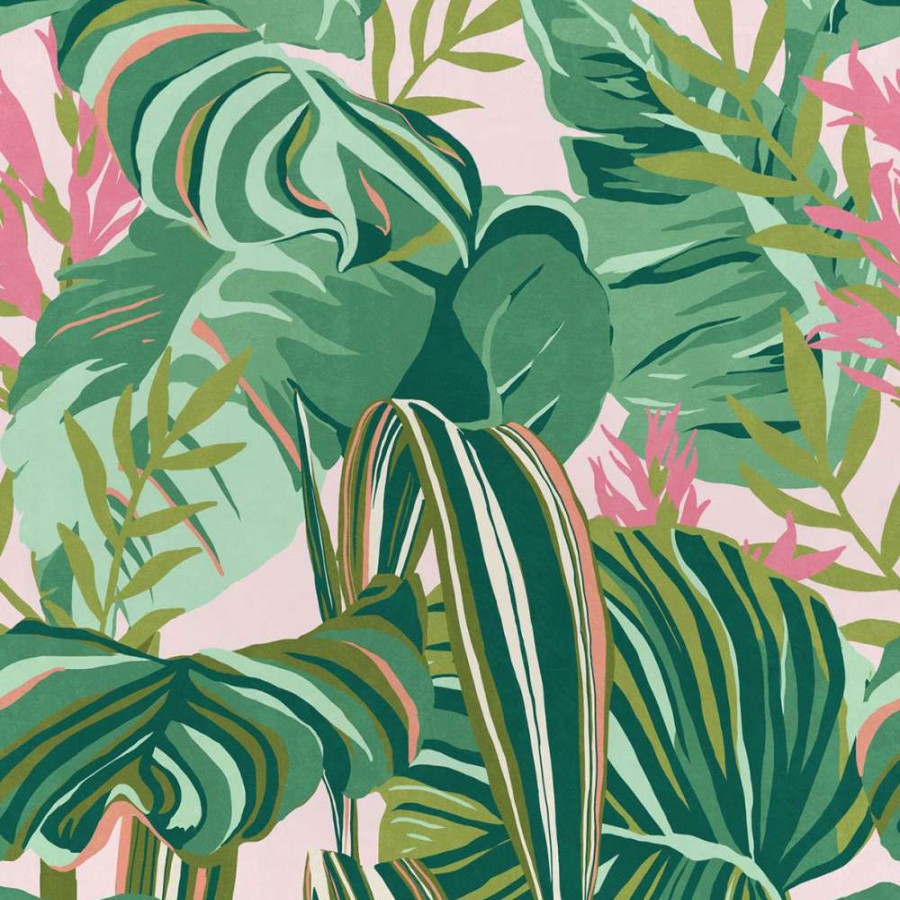 Open Air Life * | Tropical Foliage Feature Wallcovering Attractive Model