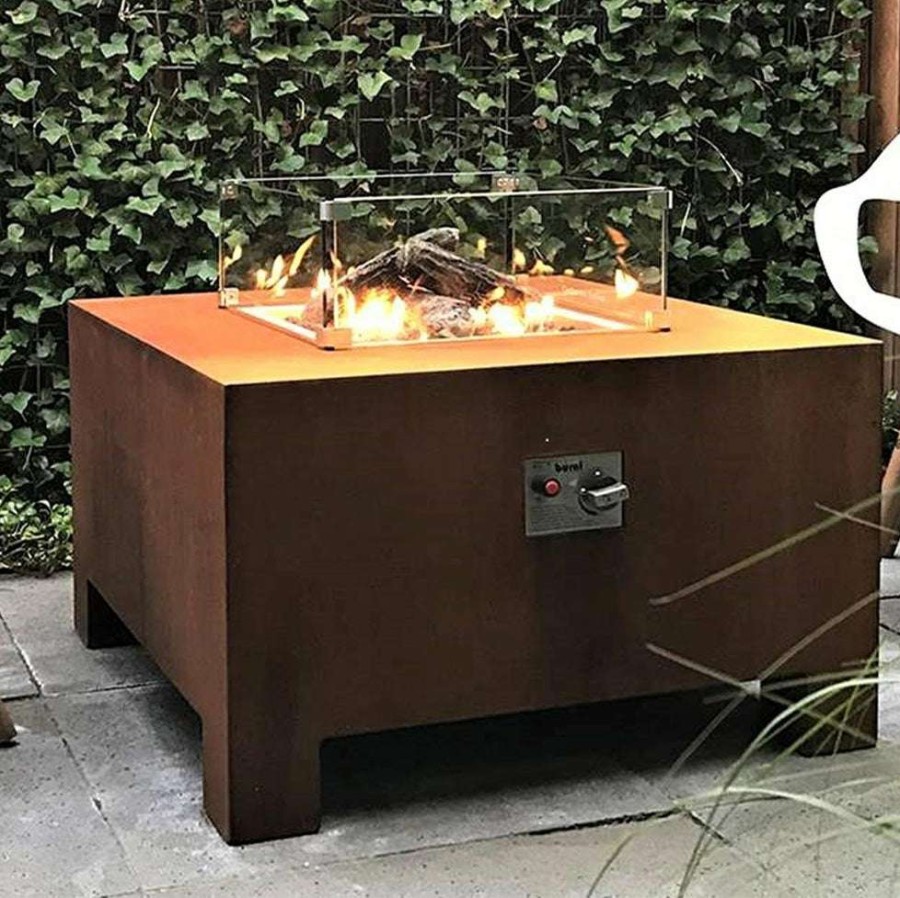 Open Air Life * | Gas Fired Corten Steel Fire Pits Excellent Quality