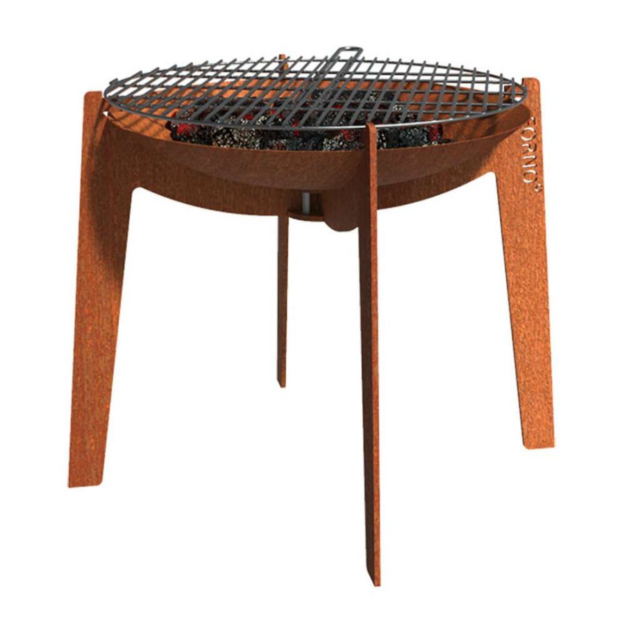 Open Air Life * | Corten Cooking Fire Bowl On Legs With Grill Store