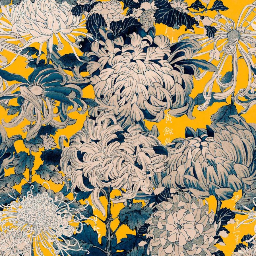 Open Air Life * | Chrysathemums Yellow Feature Wallcovering Radiant Model